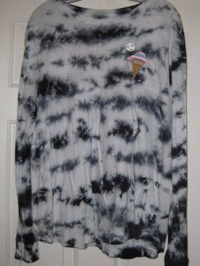 Men's Tie Dye Size Large Long Sleeve Shirt with Ice Cream Cone Graphic